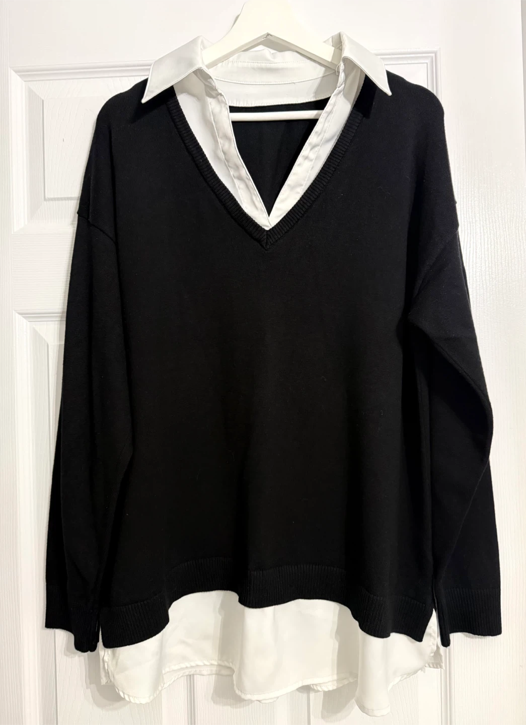 Black and white layered-look sweater - photo 2