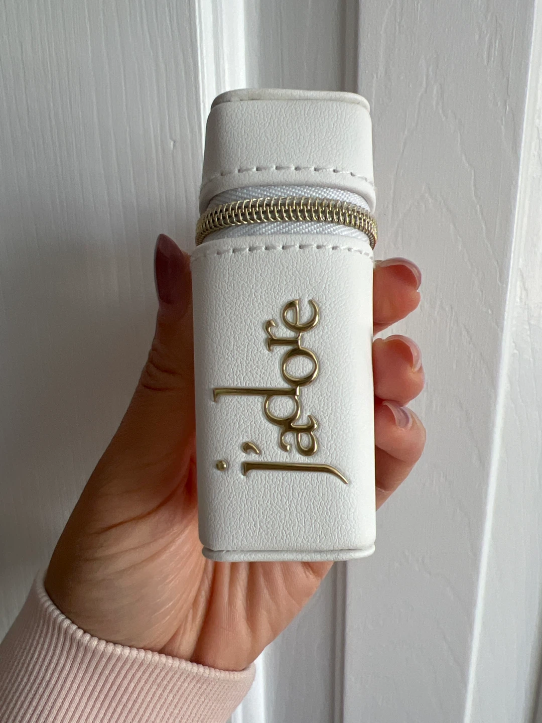 Dior White Leather Pouch with Keychain
