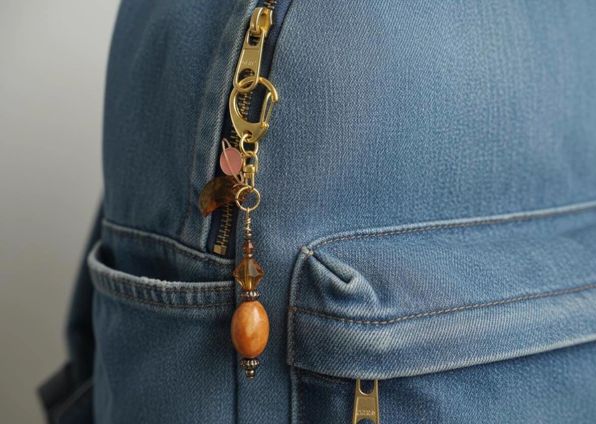 Celestial charm and crystal beaded keychain - photo 2