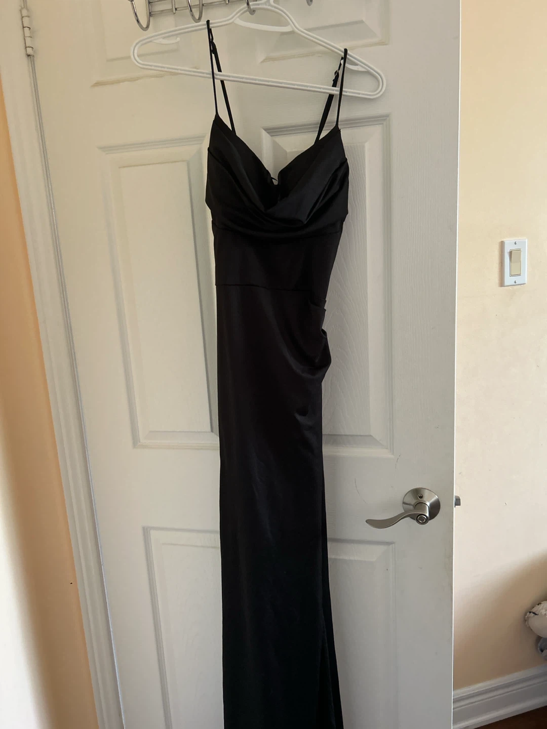 Black Spaghetti Strap Maxi Dress with Lace-Up Back
