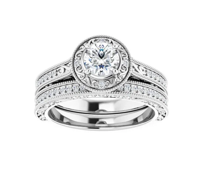 14kt White Gold Lab-Grown Diamond Bridal Set - photo 4