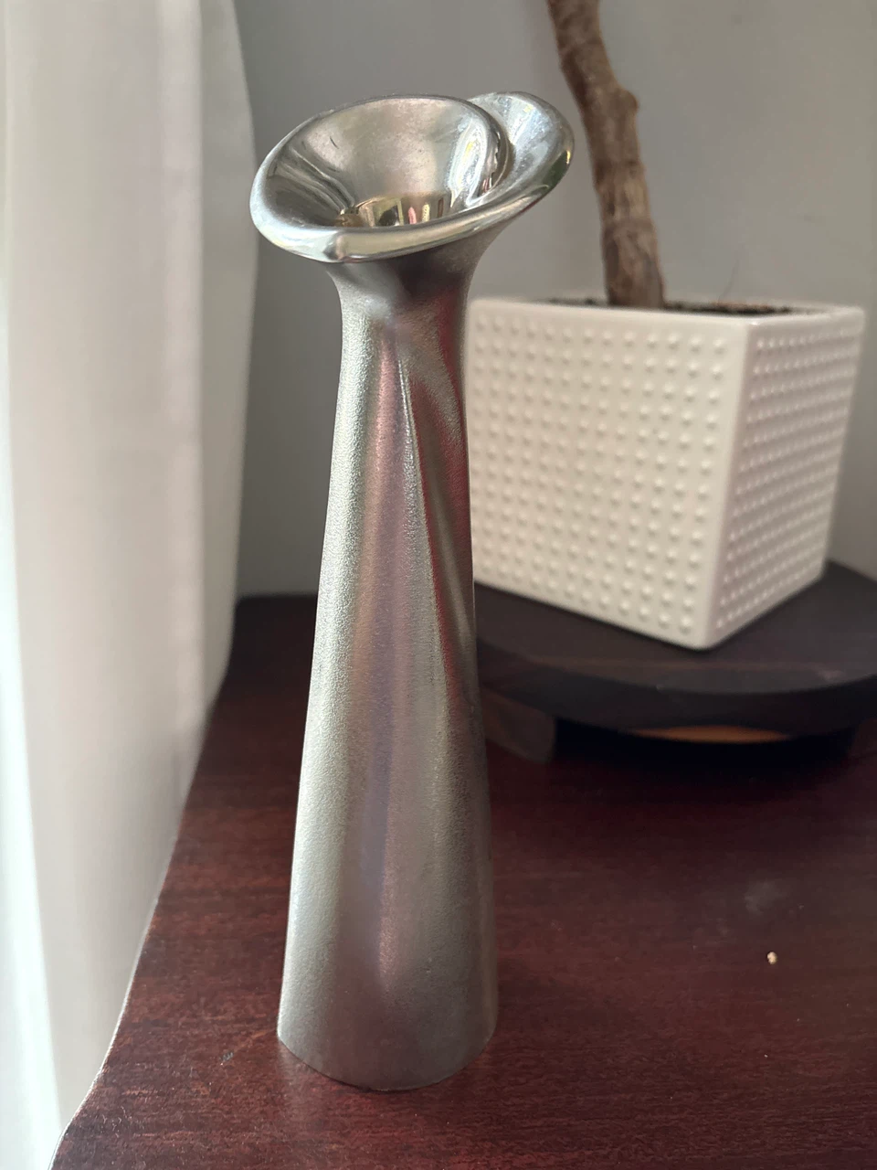 Vintage Metal Bud Vase (Pewter) 70’s classic.