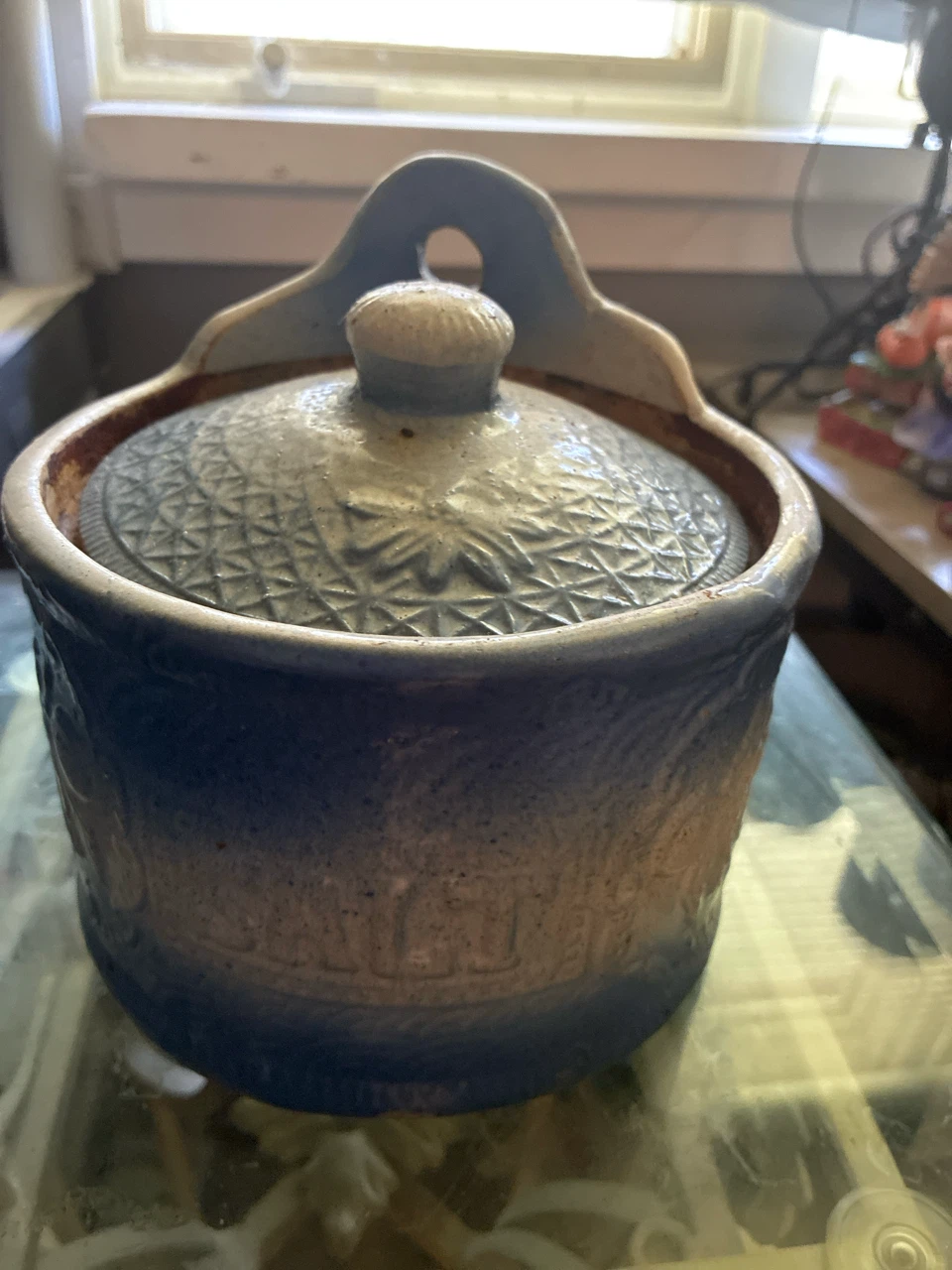 Vintage Pottery Salt Box with Lid