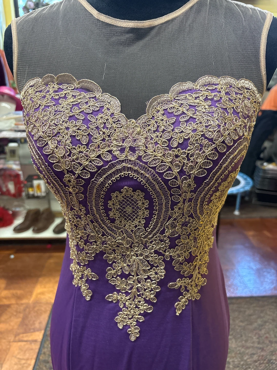 Purple Lace Embellished Gown