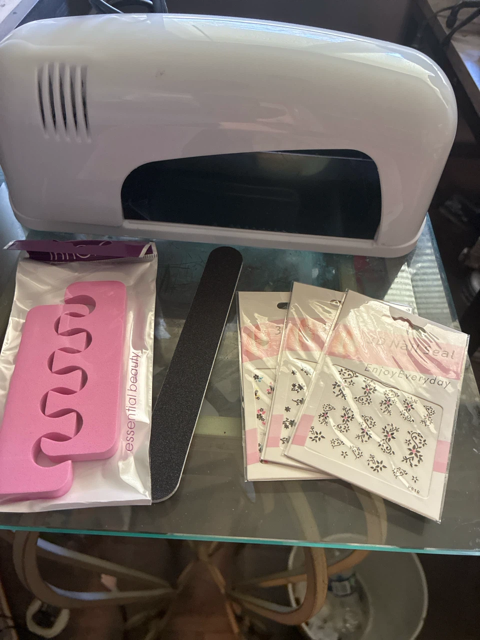 White Nail Lamp with Manicure Accessories
