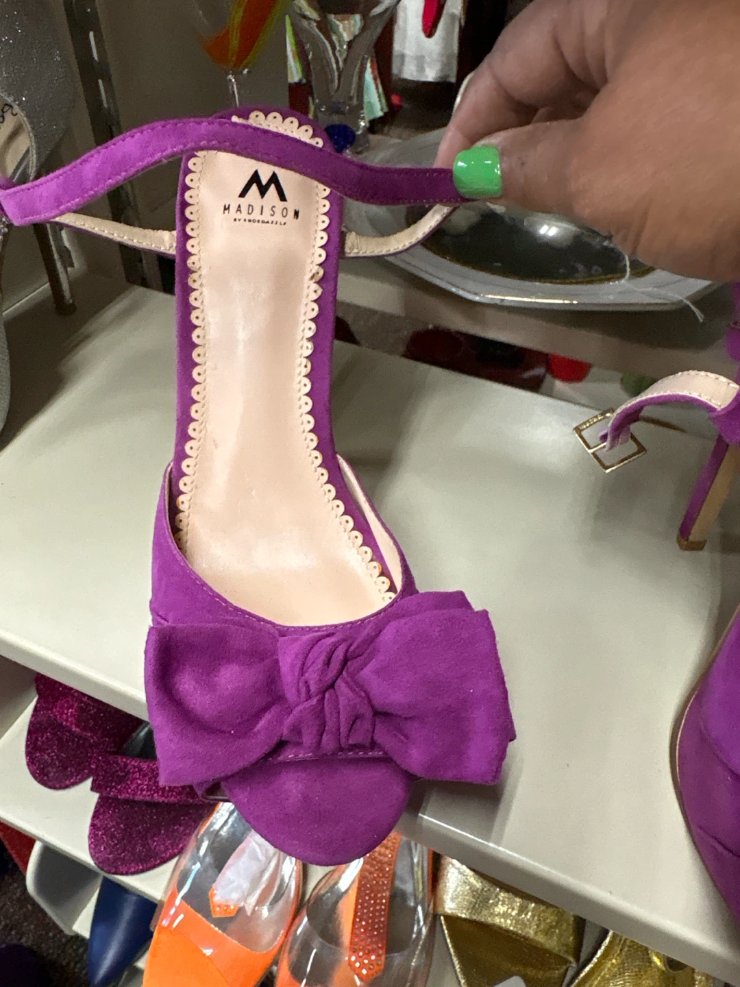 Madison Purple Suede Bow Heels - Size 7 - photo 2