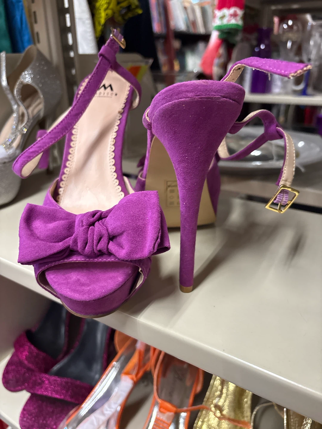 Madison Purple Suede Bow Heels - Size 7 - photo 3