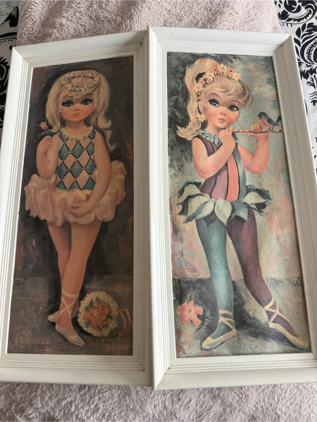Set of Two Vintage Goji Ballerina Art Prints