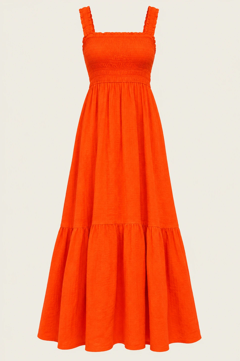 Orange Smocked Maxi Dress