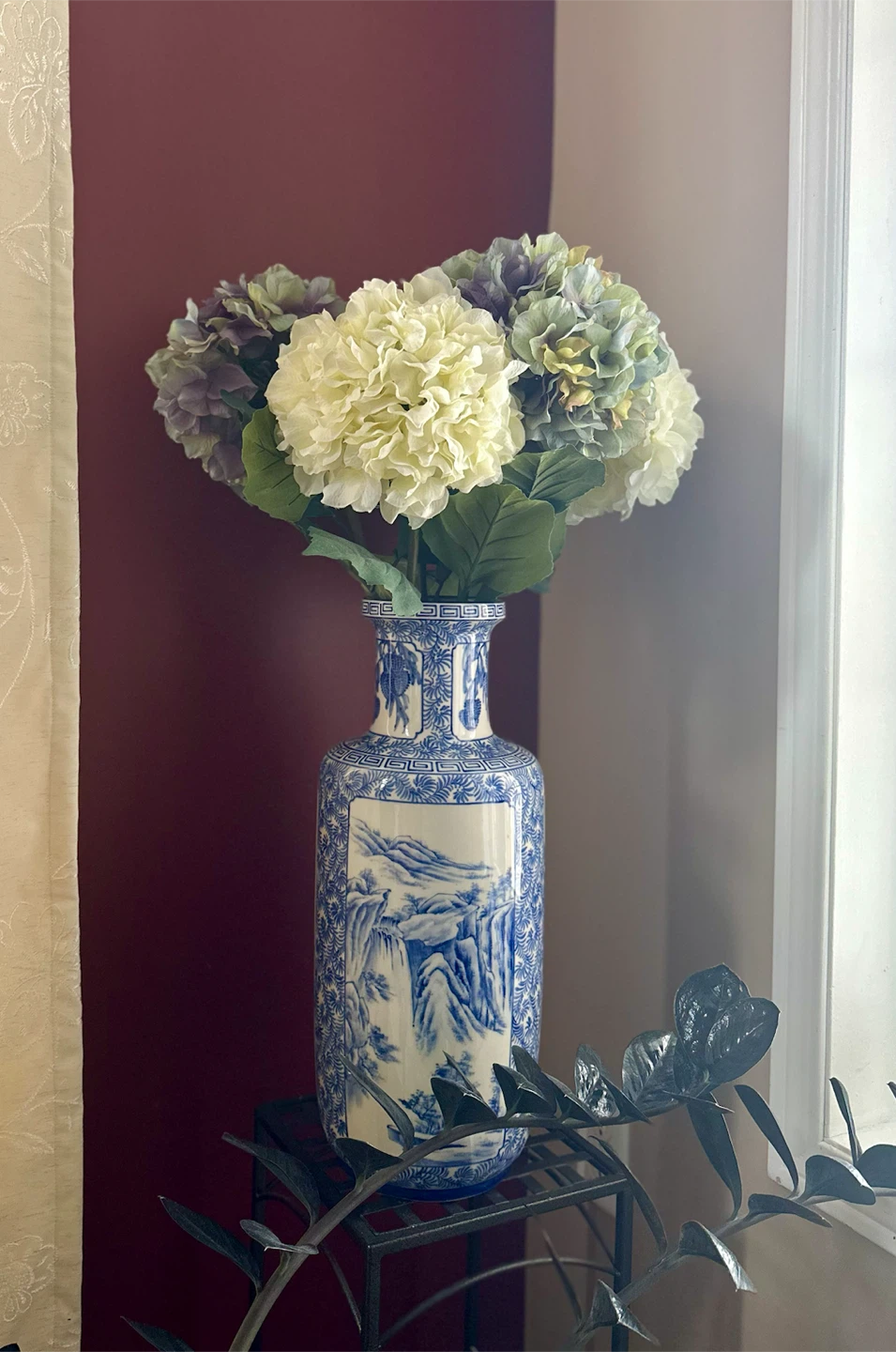 Blue and white ceramic vase