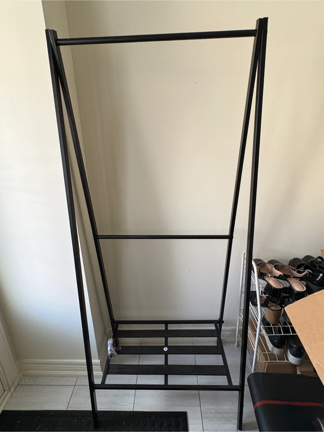 Black Metal Clothing/Coats Hanger Rack and Shoe Rack