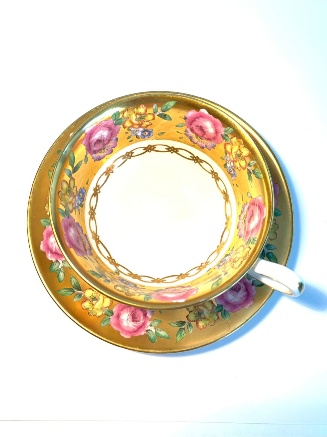 Royal Chelsea Fine Bone China Rose and Gold Tea Cup / Saucer Set - photo 4