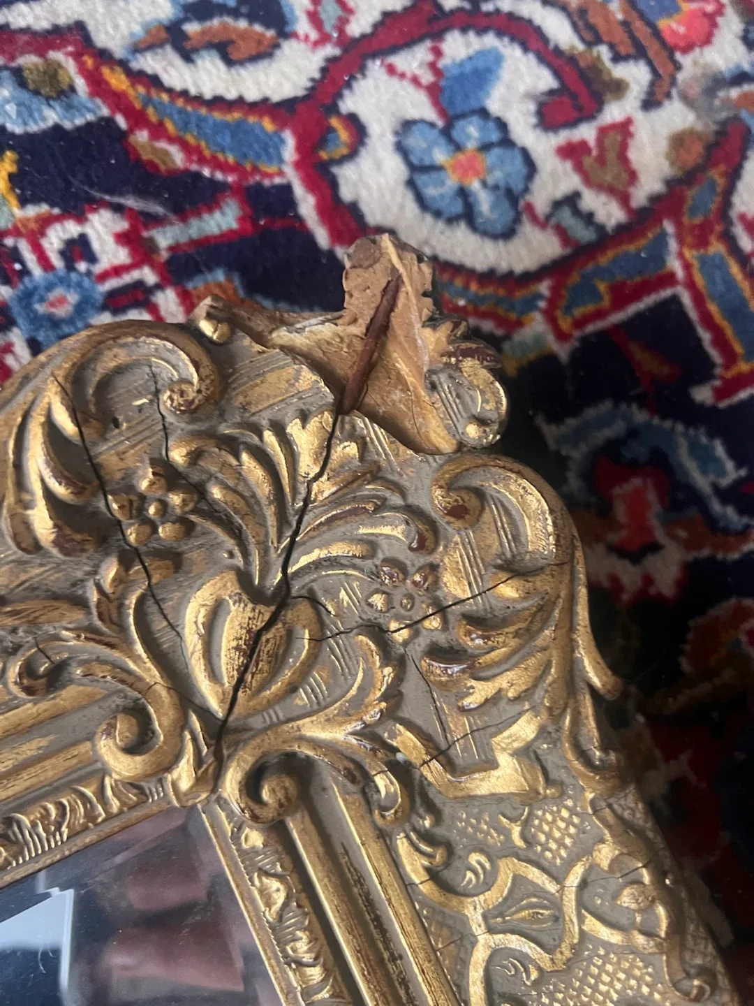 3 - Vintage Ornate Gold Mirror - photo 3