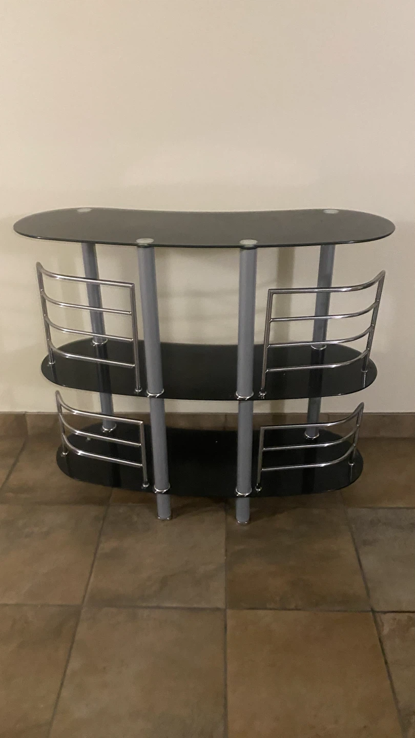 Curved Black Glass Bar Table