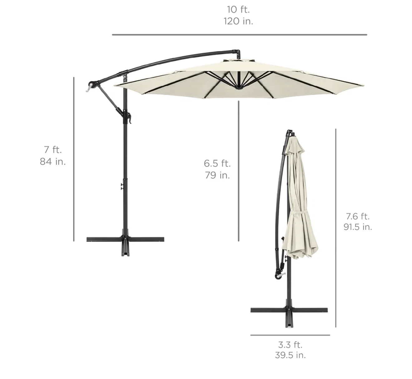 10 Ft Cantilever Patio Umbrella + Weighted Base - photo 3