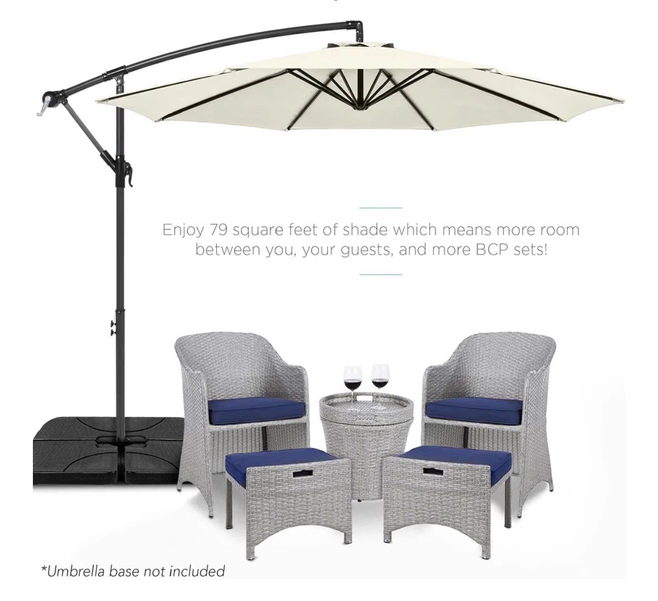 10 Ft Cantilever Patio Umbrella + Weighted Base - photo 4