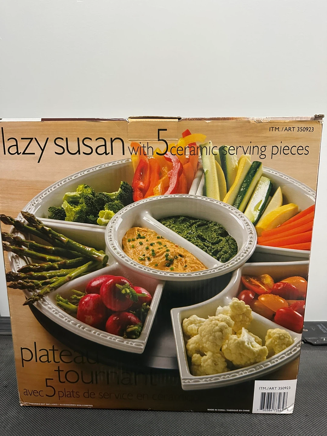 Lazy Susan with 5 Ceramic Serving Pieces