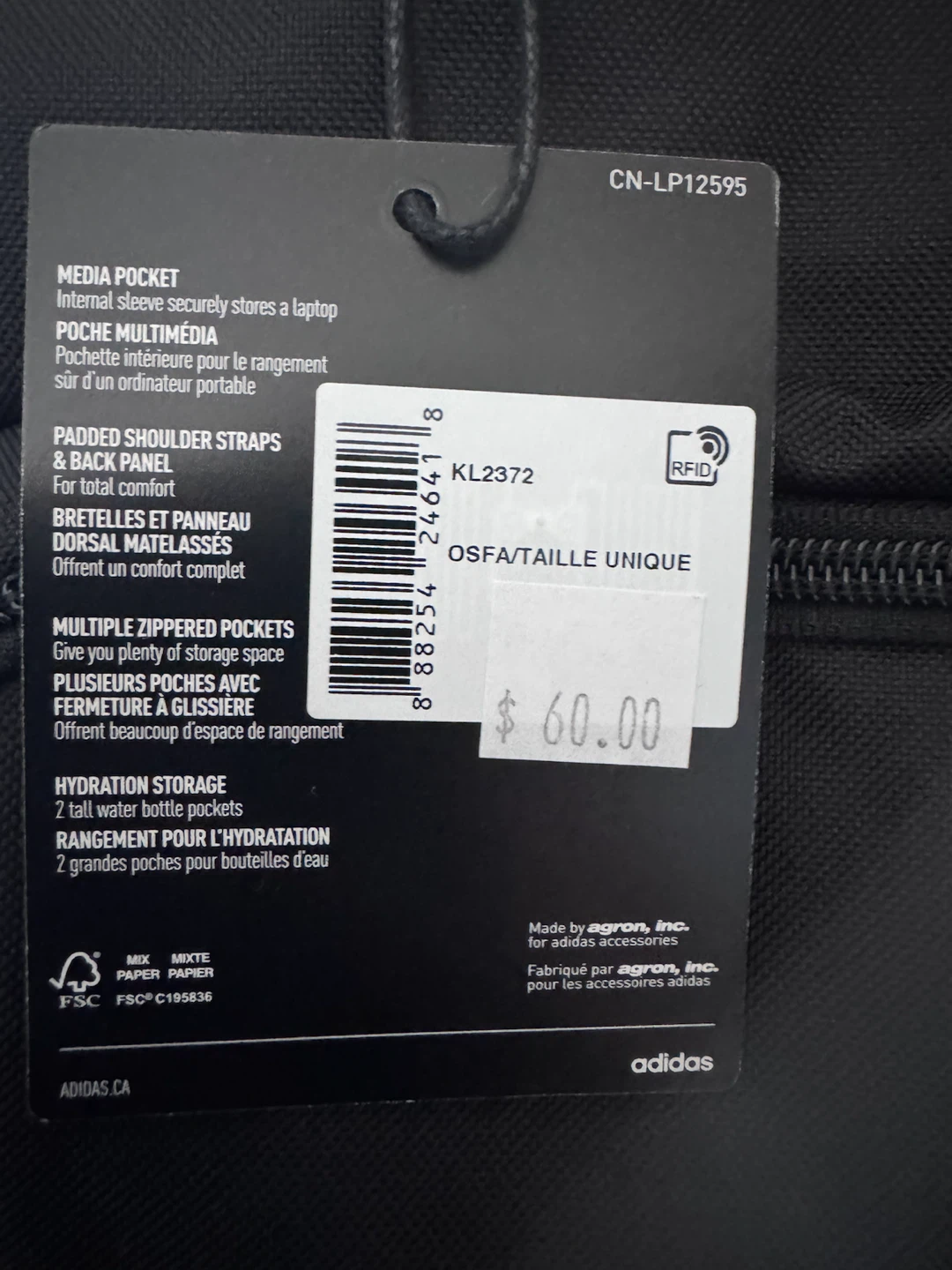 New Adidas Lineage Backpack Black - photo 3