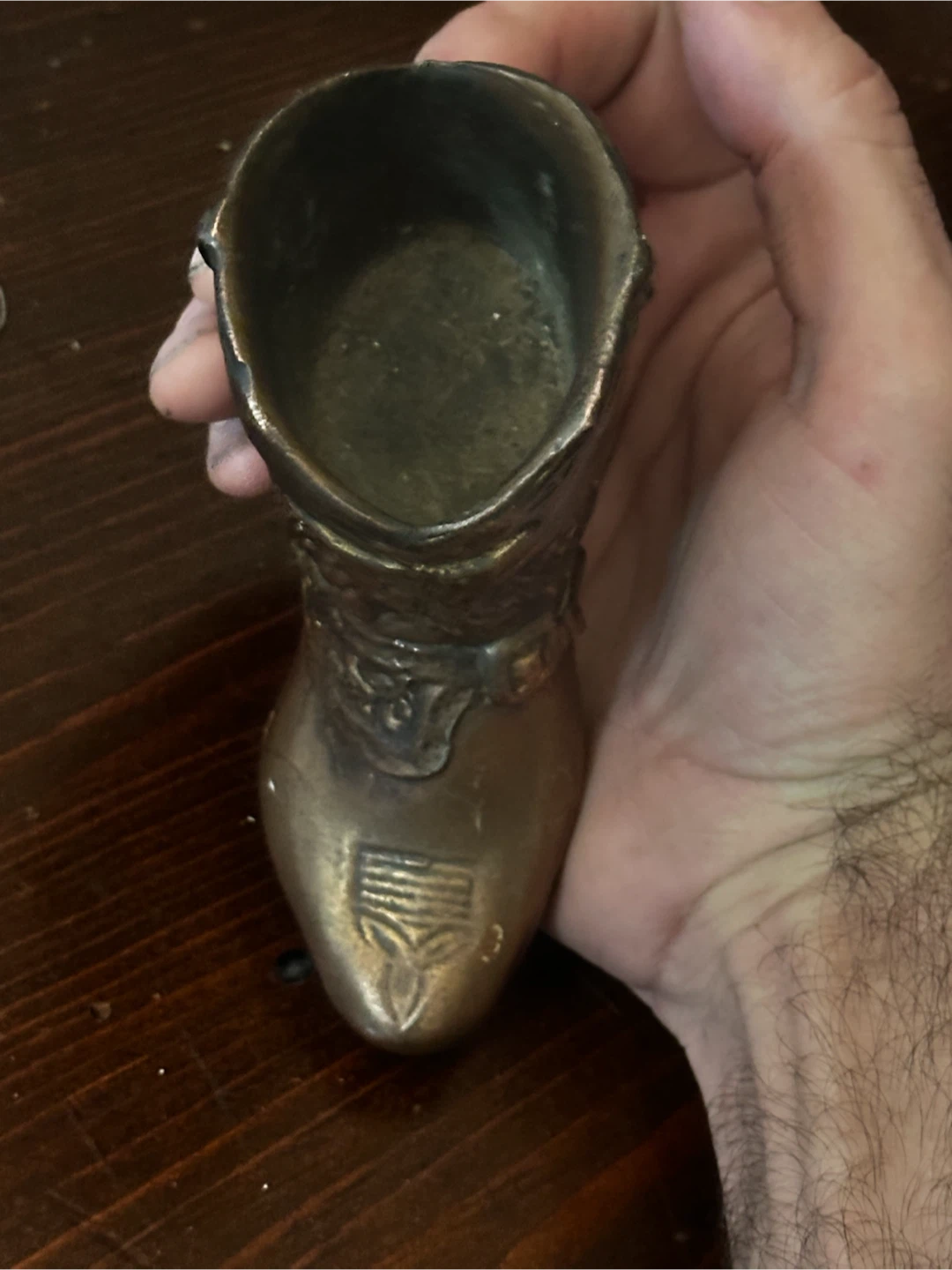 Vtg Die Cast Bronze Cowboy Boot Figurine w/ Spur 4.25” - photo 3