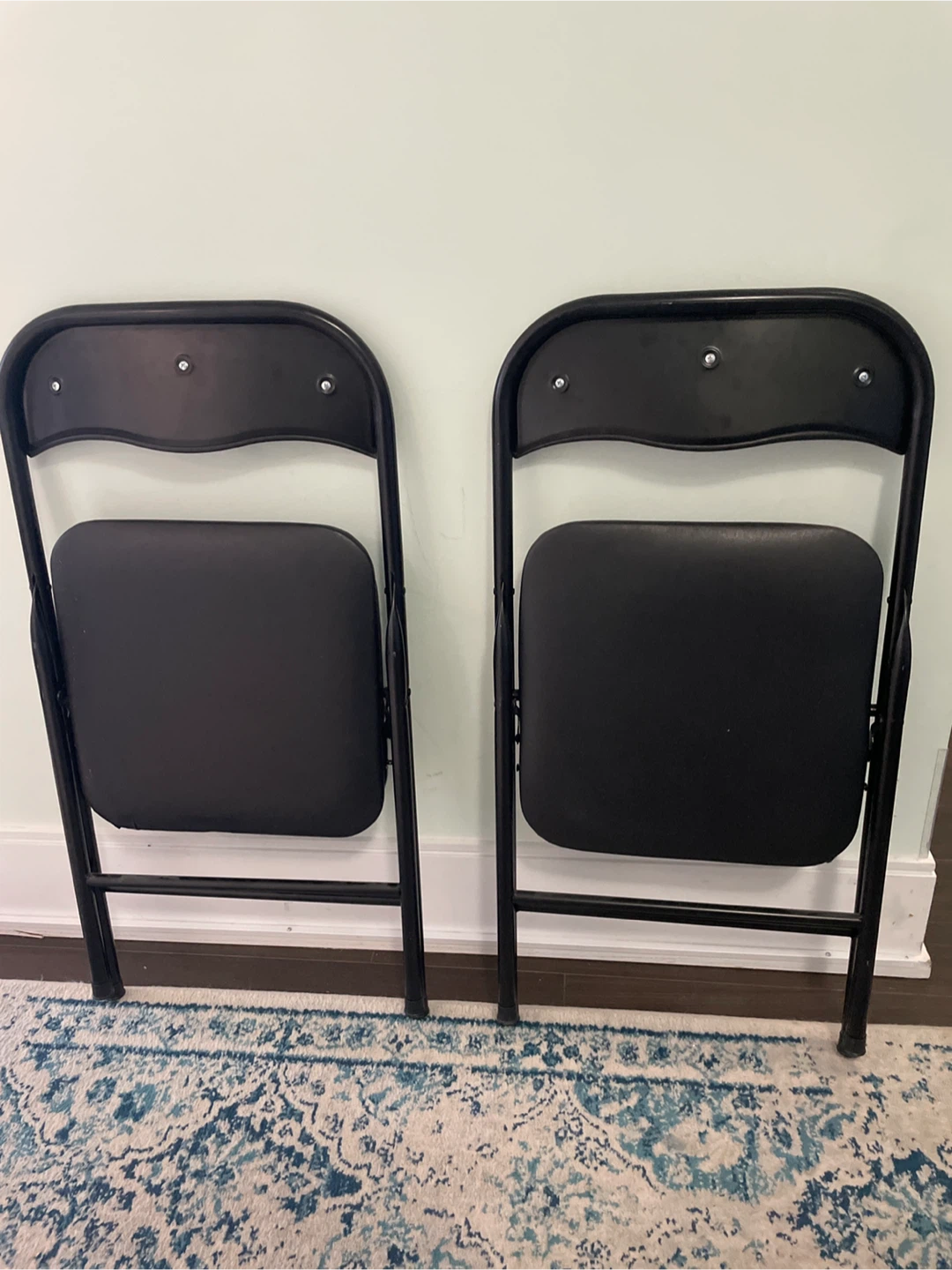 Set of 2 Black Folding Chairs - photo 2