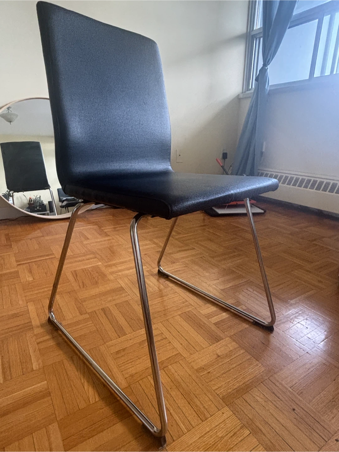 Black Dining Chair with Chrome Frame x2