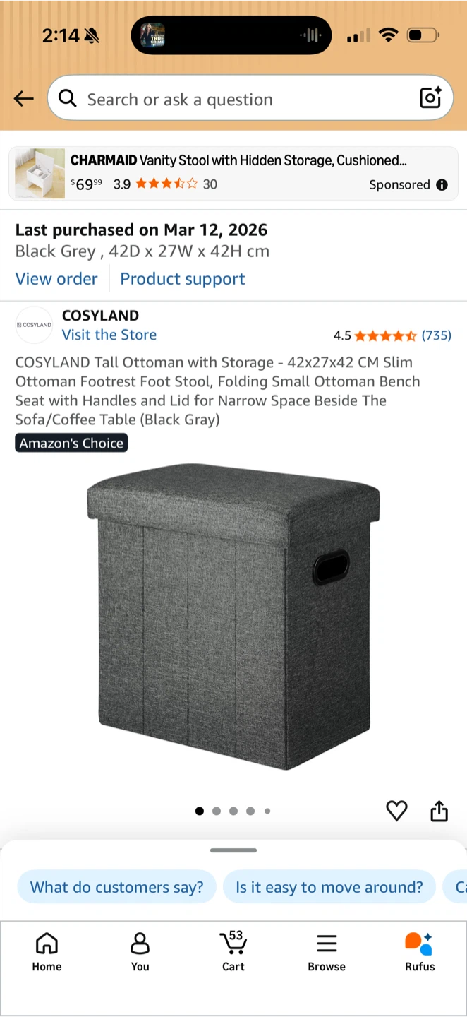 COSYLAND Tall Ottoman with Storage