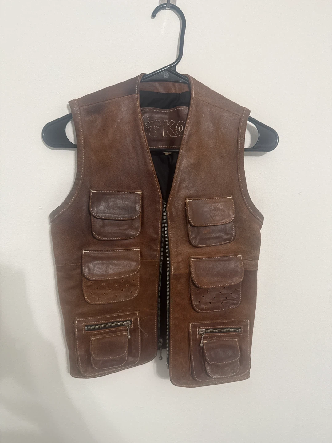 TKO Brown Leather Utility Vest