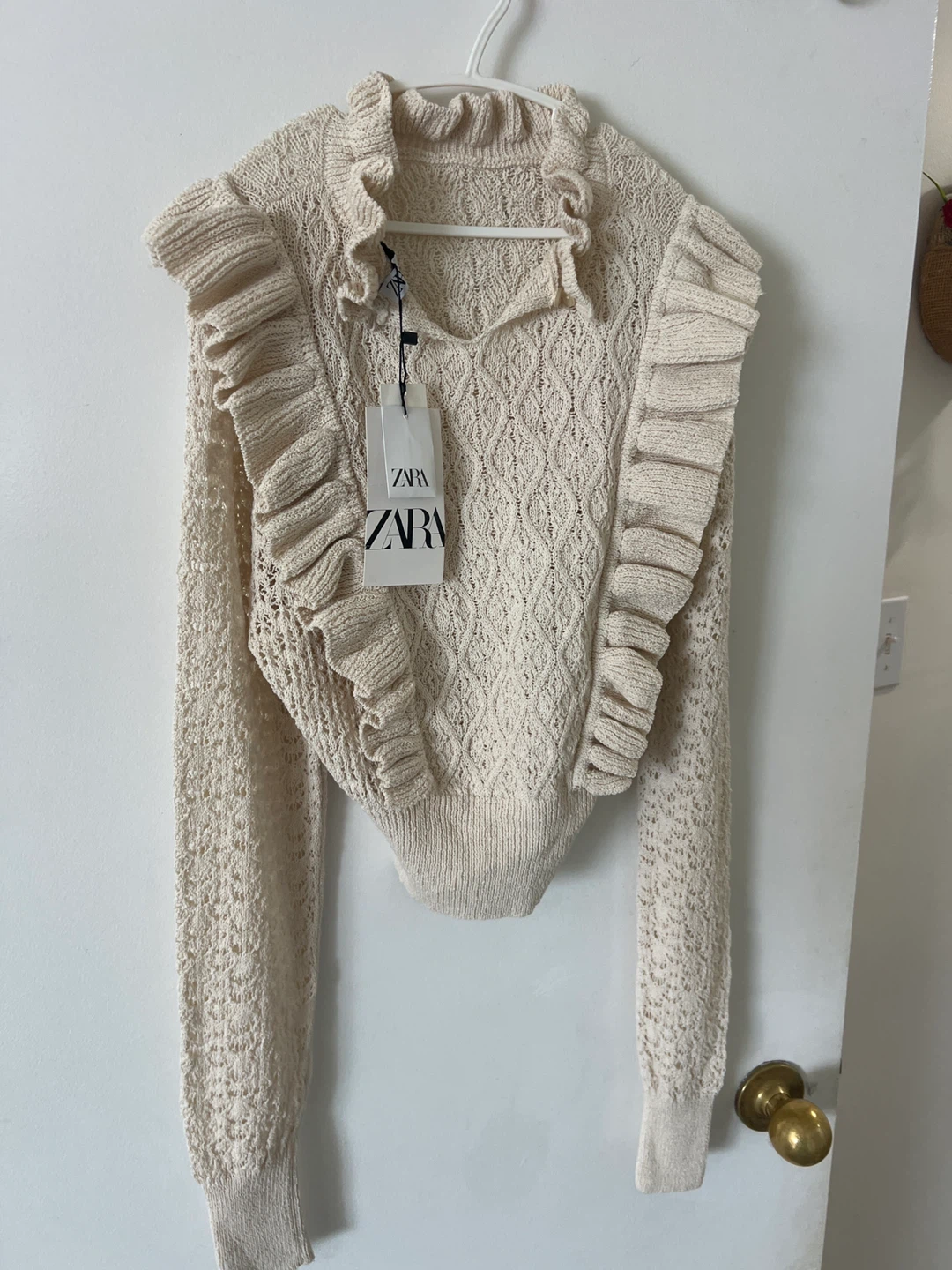 Zara Pearl Embellished Ruffle Sweater - photo 3