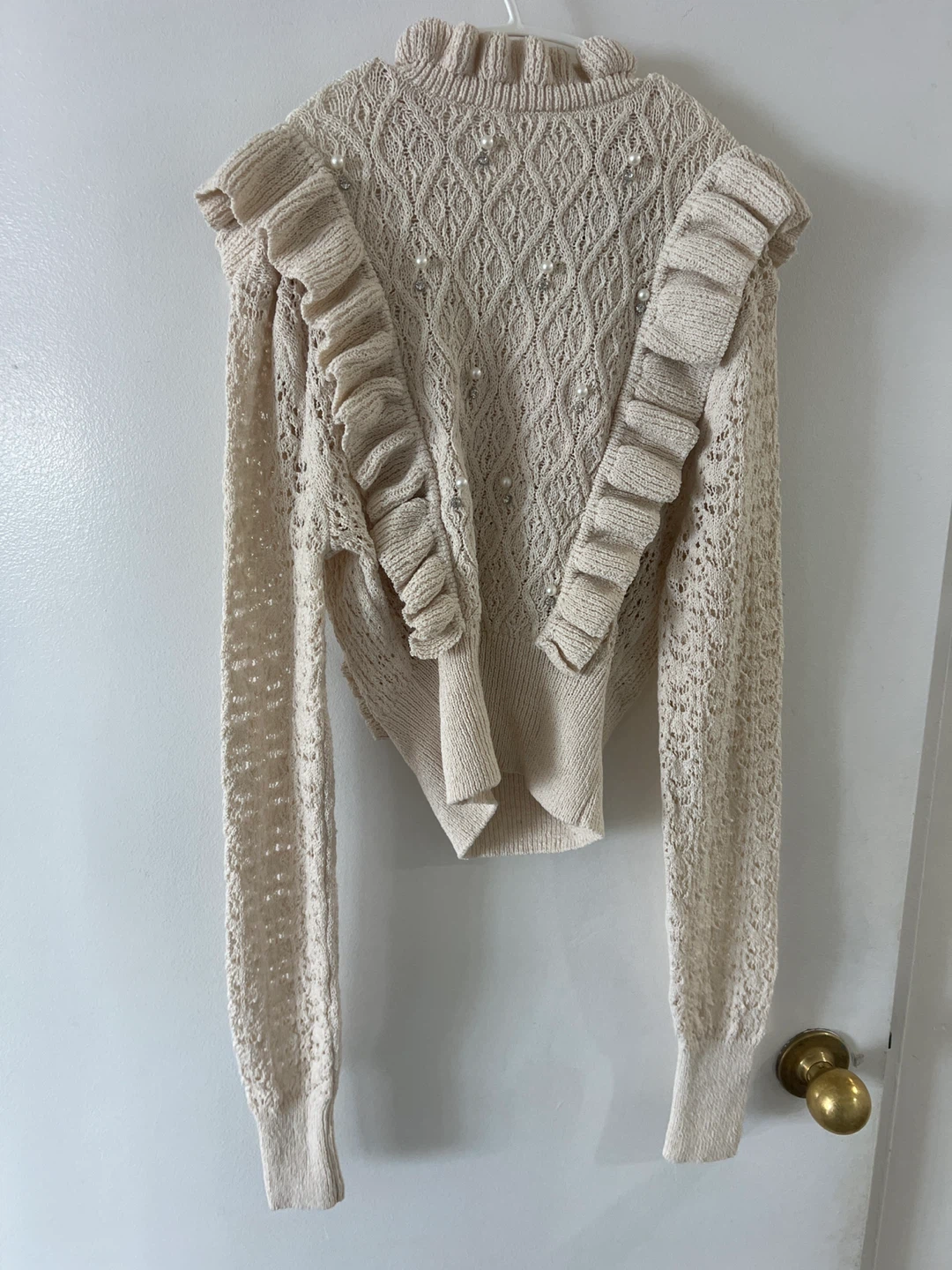 Zara Pearl Embellished Ruffle Sweater - photo 5