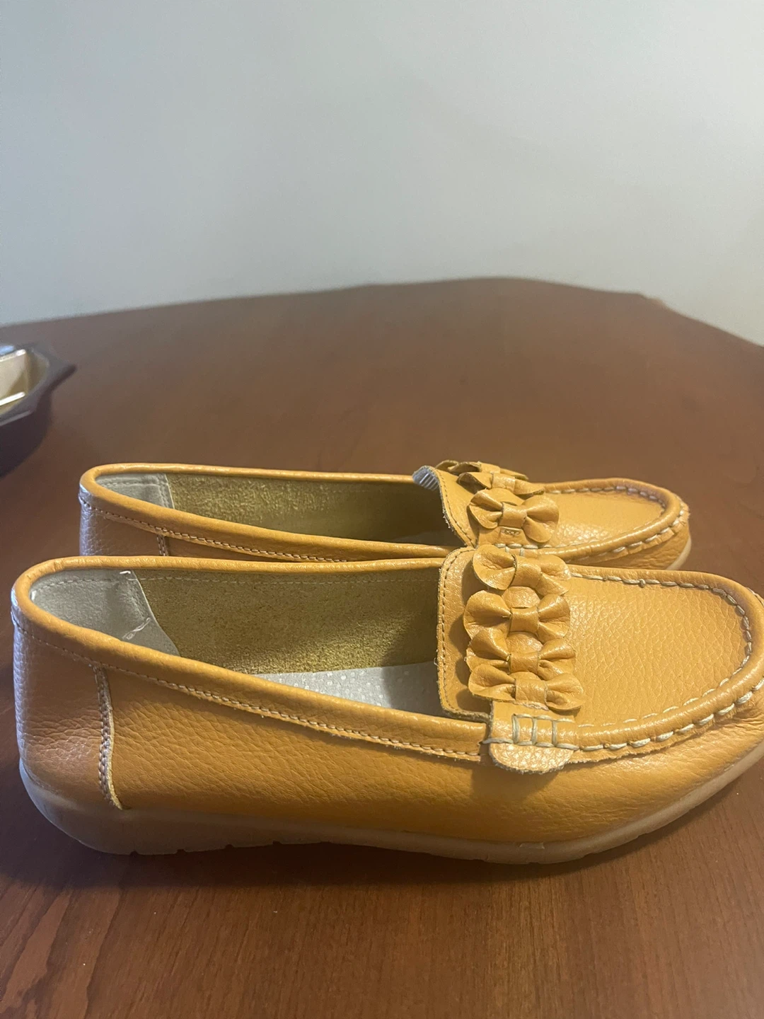Women's Yellow Leather Loafers