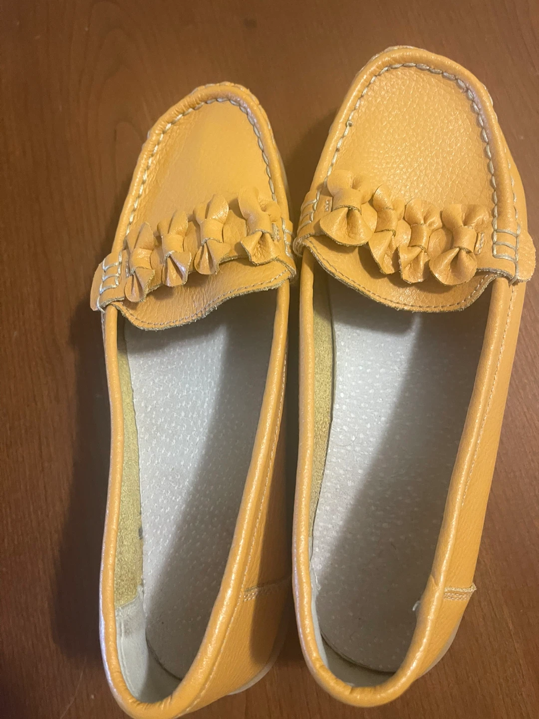 Women's Yellow Leather Loafers - photo 2