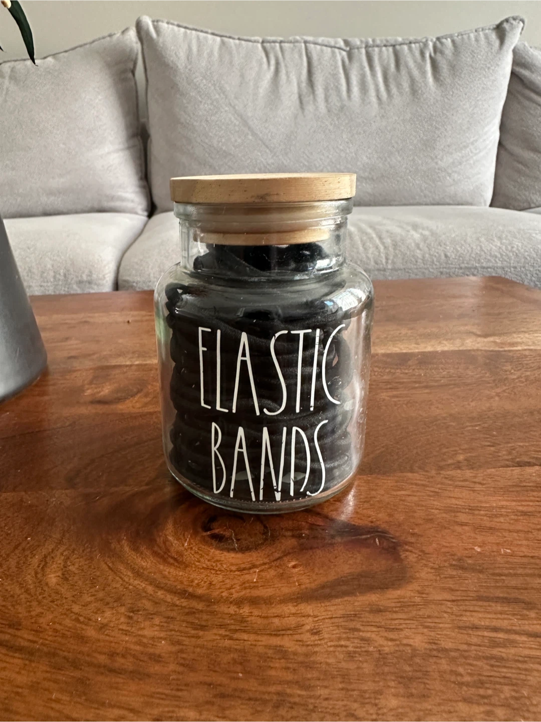 Rae Dunn Jar with Elastic Bands