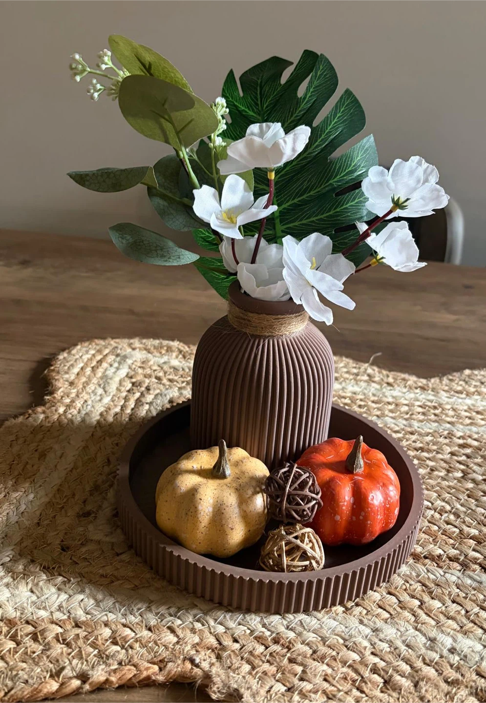 Fall Decorative Tray with Vase and Pumpkins - photo 2