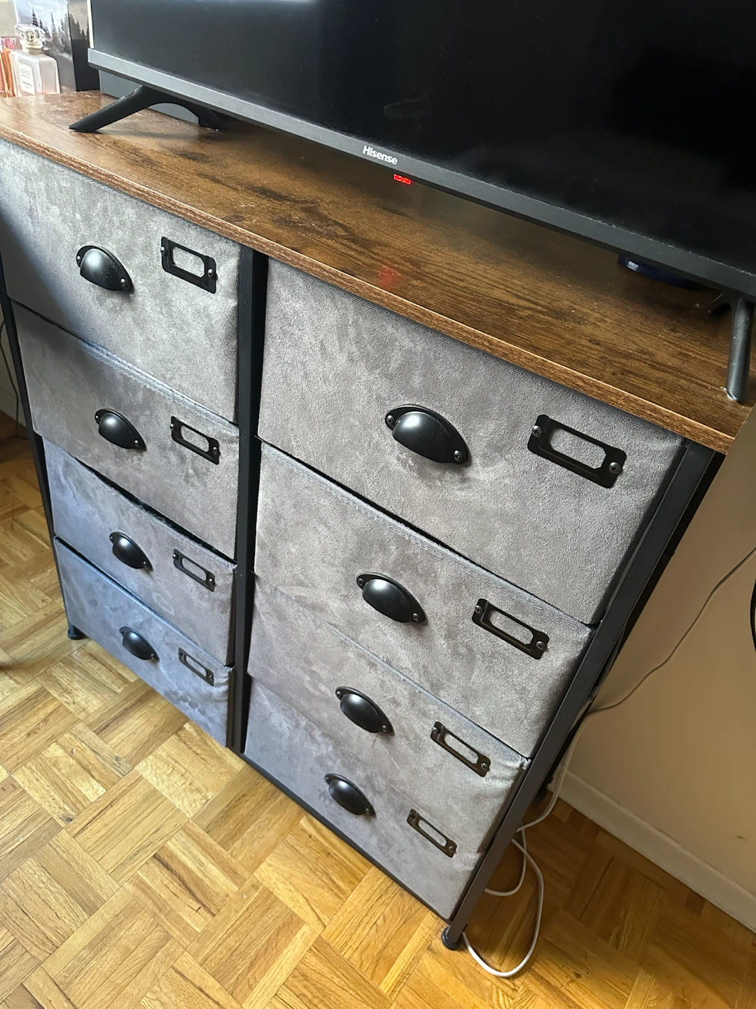 Dresser with a wood top
