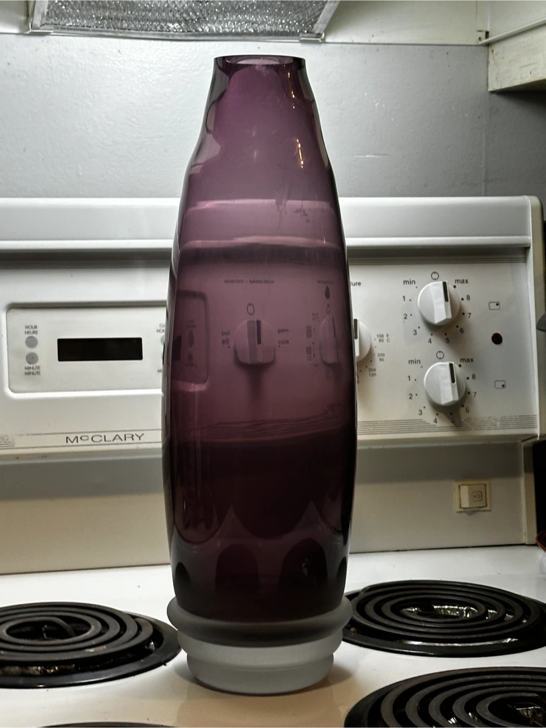 Large 15” Amethyst Purple Polish Art Glass Vase