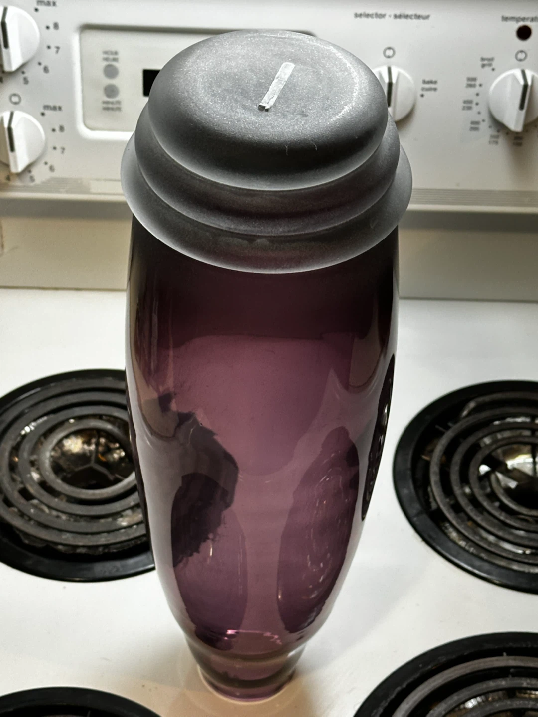 Large 15” Amethyst Purple Polish Art Glass Vase - photo 2