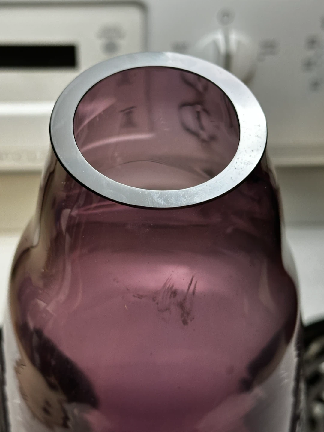 Large 15” Amethyst Purple Polish Art Glass Vase - photo 3