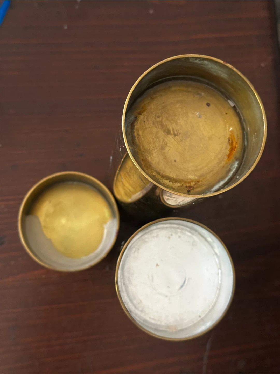 Set of 3 Mid century Brass Column candle holders - photo 4