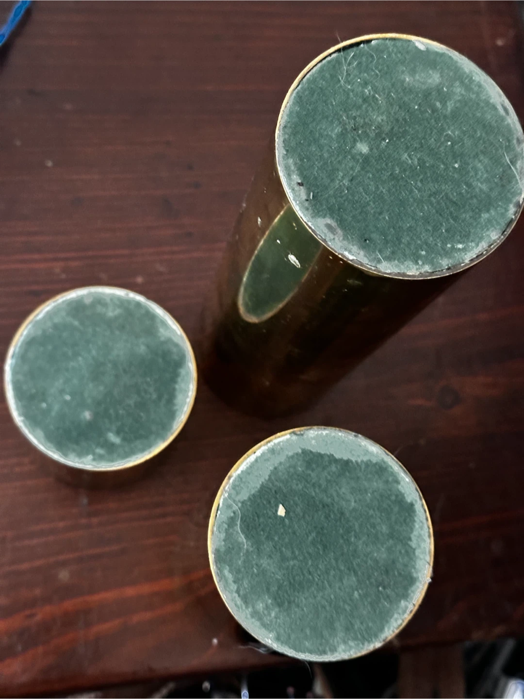 Set of 3 Mid century Brass Column candle holders - photo 5