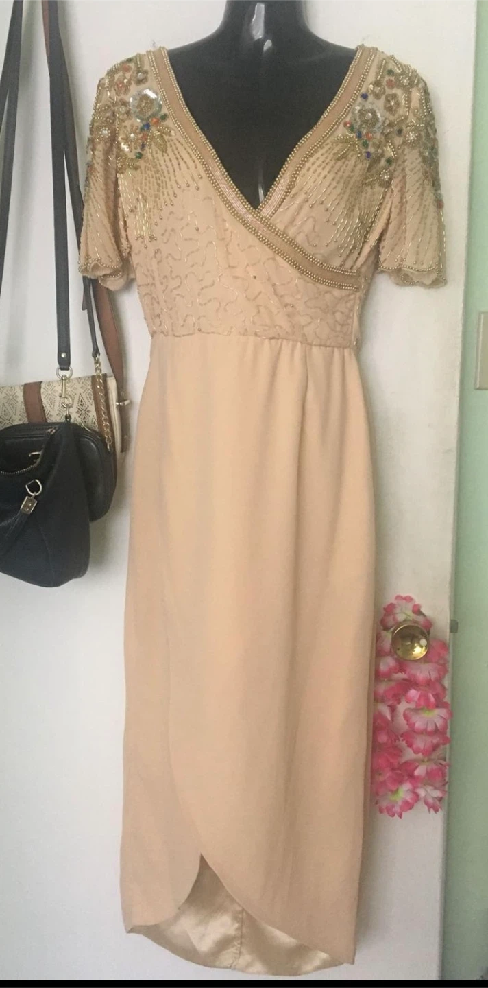 Beaded Champagne Wrap Dress - photo 2