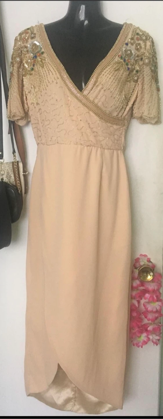 Beaded Champagne Wrap Dress - photo 3