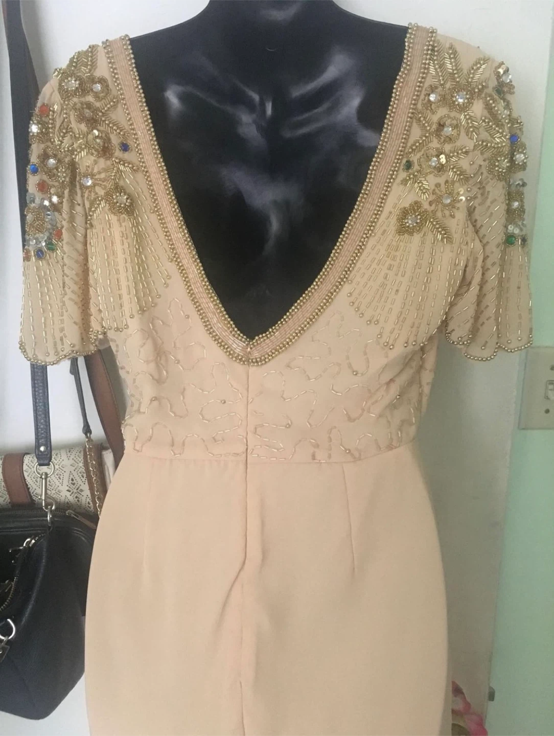 Beaded Champagne Wrap Dress - photo 4