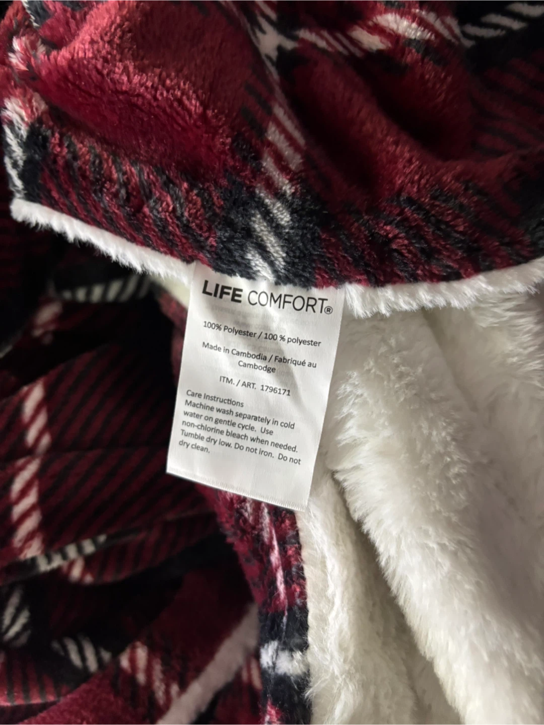 NWOT Life Comfort Sherpa Lined Plaid throw 60x70 - photo 2