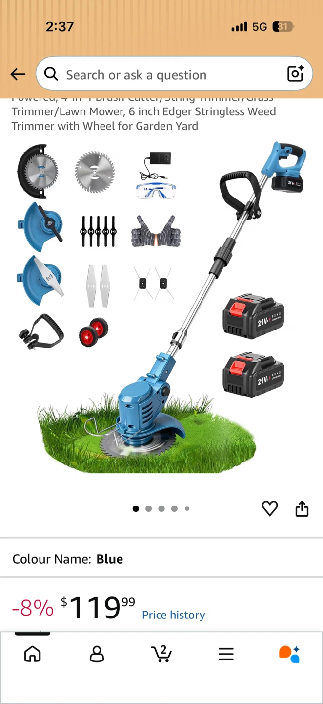 Blue 4-in-1 String Trimmer/Lawn Mower