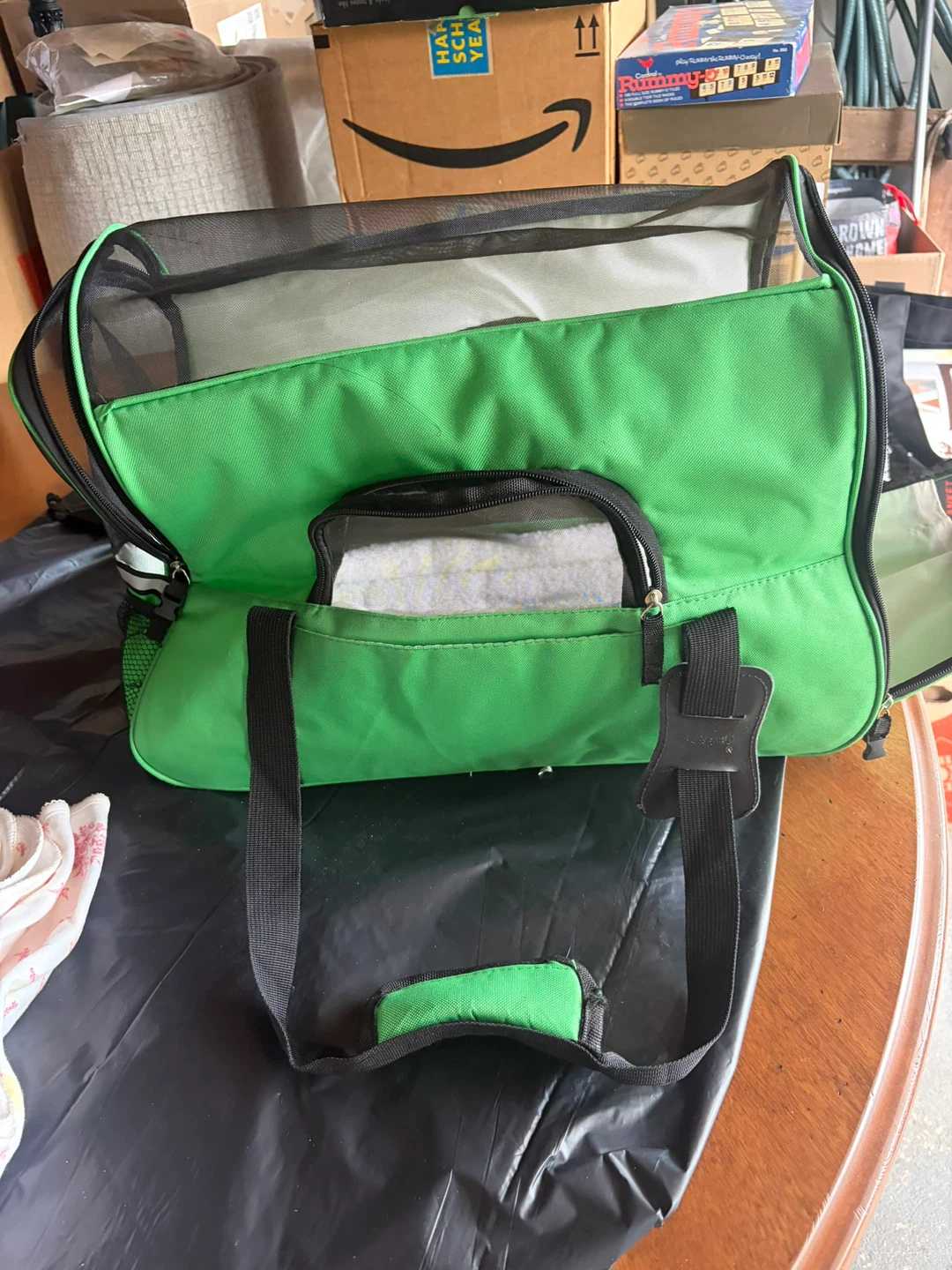 Green and Black Pet Carrier Bag