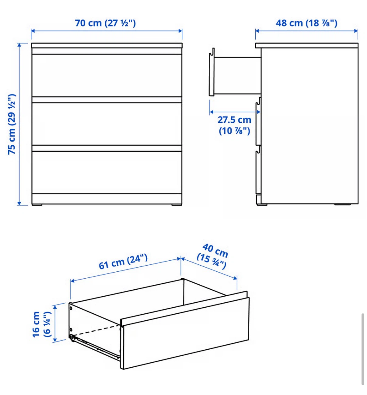 IKEA 3-Drawer Chest - photo 3