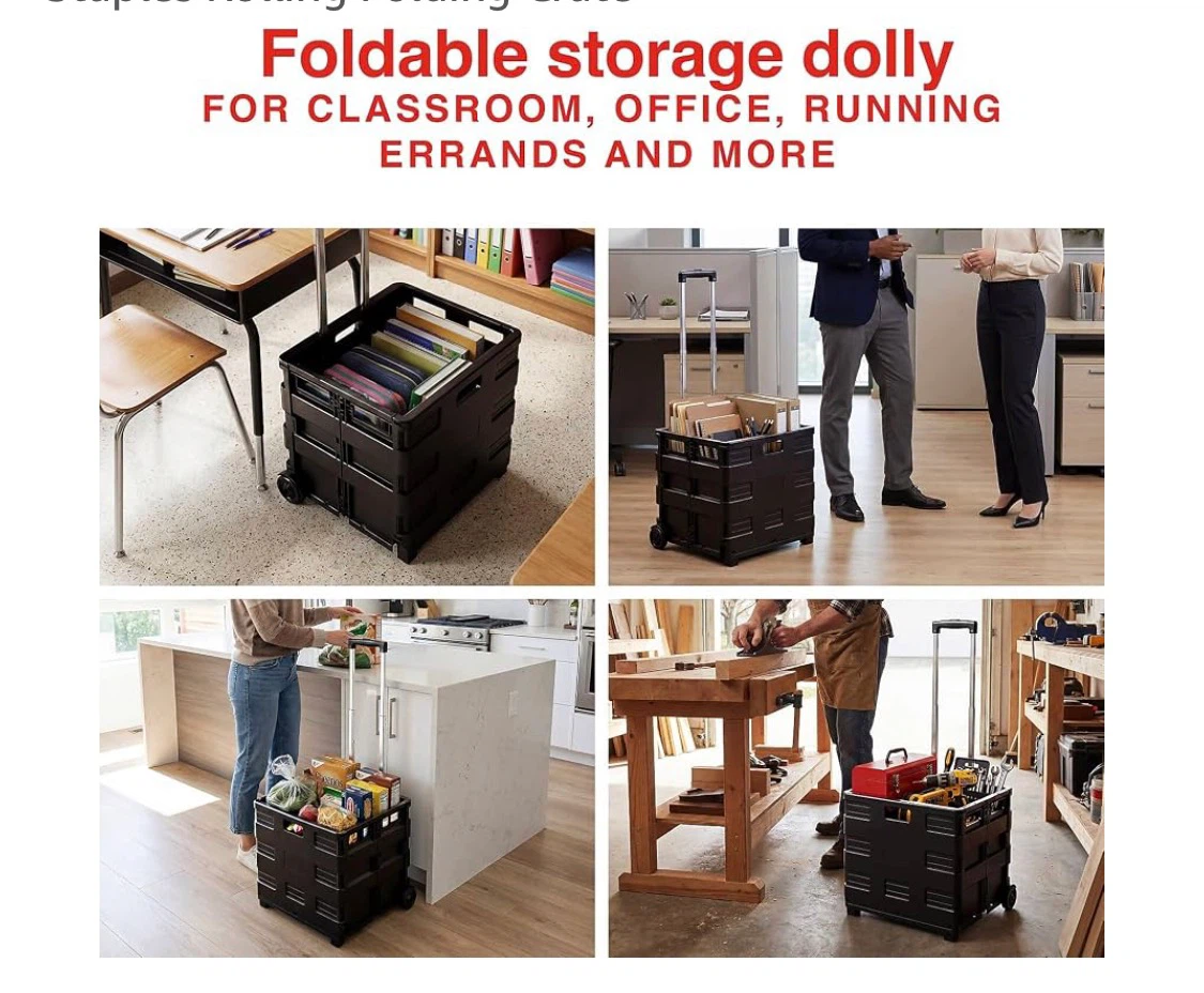 Staples Rolling Folding Crate - photo 2