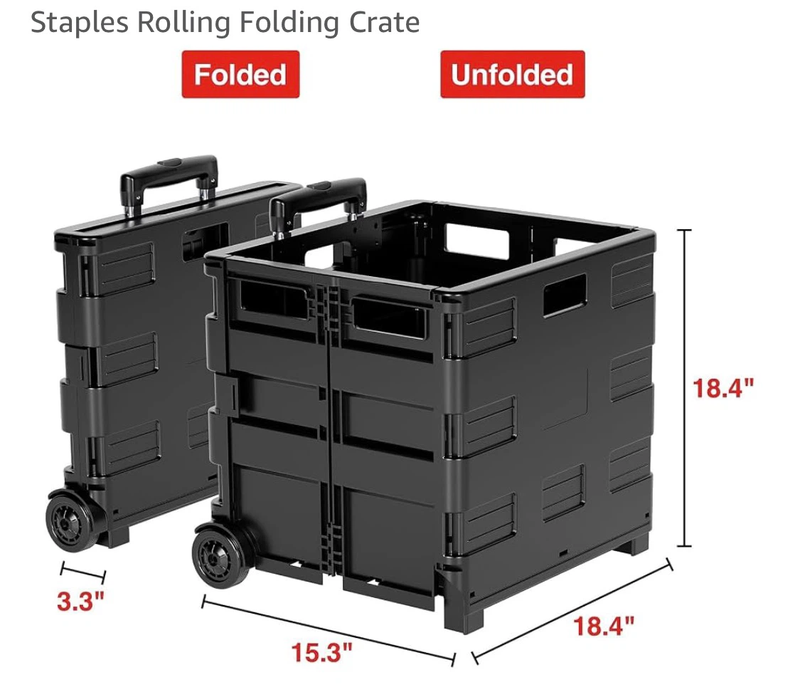 Staples Rolling Folding Crate - photo 4