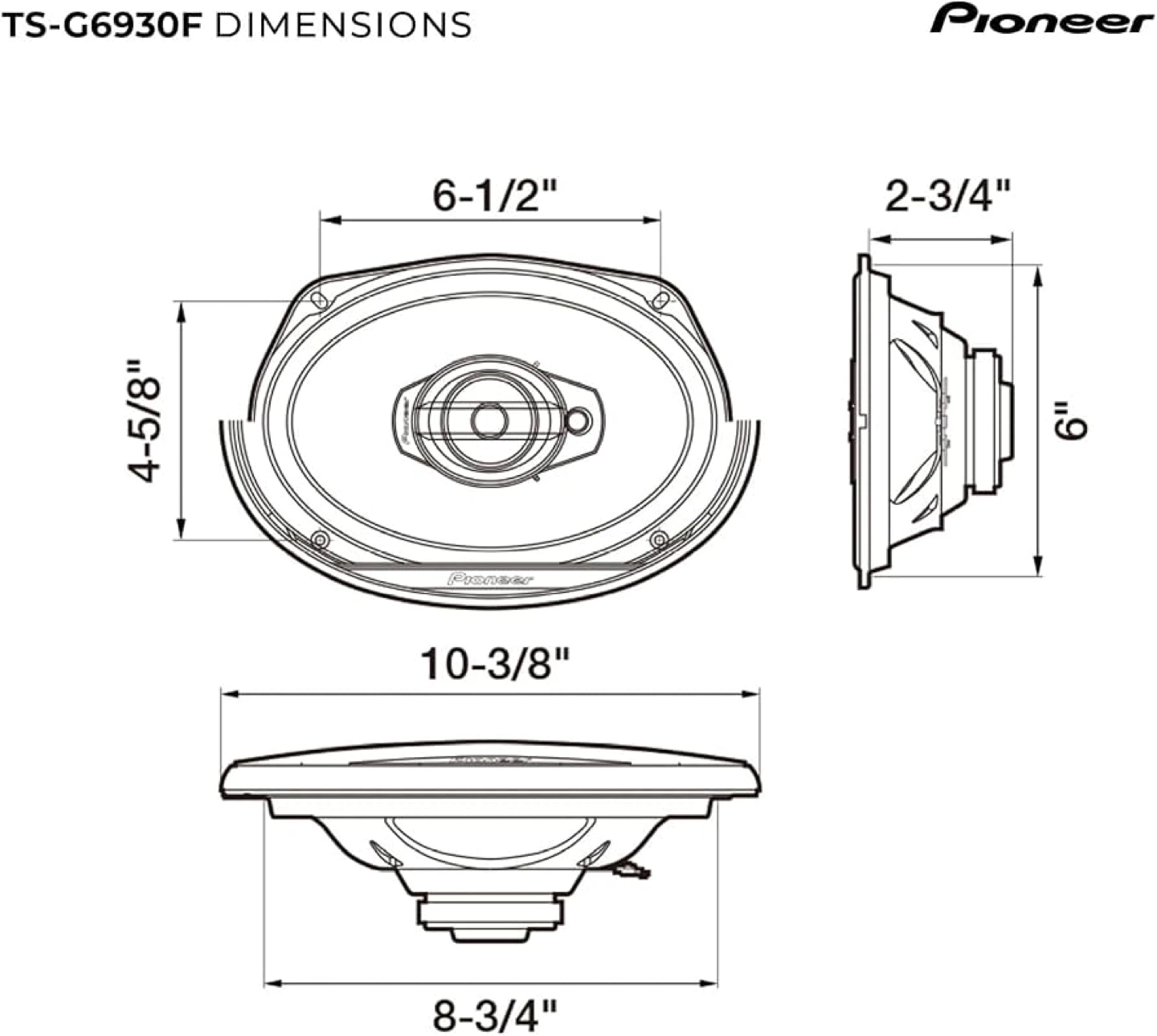 DJ Tech Pro Pioneer TS-G6930F 6" x 9" 3-Way Coaxial Speaker 400W - photo 4