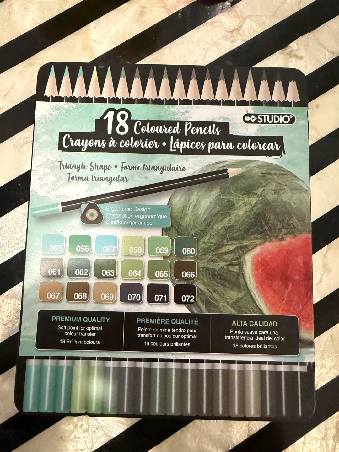 Studio 18-Piece Triangular Coloured Pencils Set with Tin Case